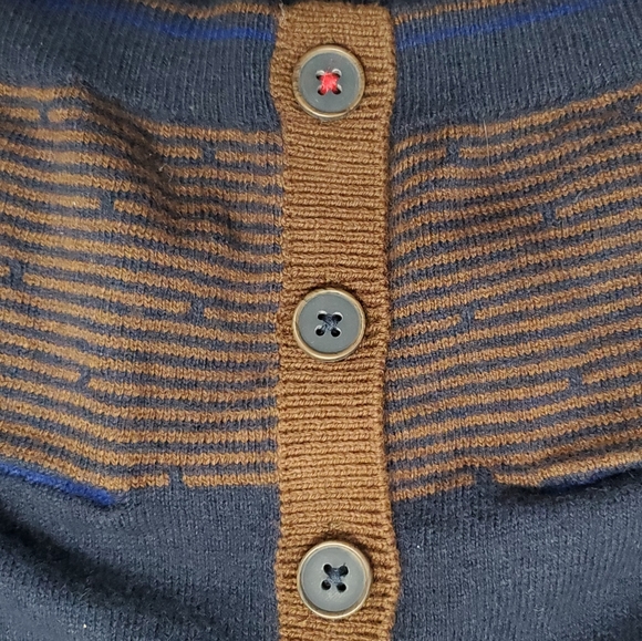 Jean Bourget size 6M navy and brown cardigan - Picture 2 of 5